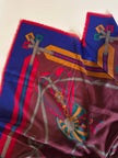 Scialle multicolor in misto lana fantasia equestre