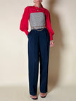 Pantalones Yves Saint Laurent Rive Gauche modelo de talle alto en lana azul marino