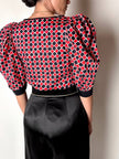 Blusa vintage Yves Saint Laurent fantasia Arlecchino con maniche a palloncino