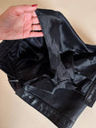 Short a vita alta con pinces in pelle nera