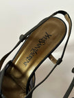 Sandali vintage Yves Saint Laurent in rete mesh nera e nabuk