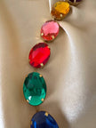 Cintura in catena dorata con strass multicolor