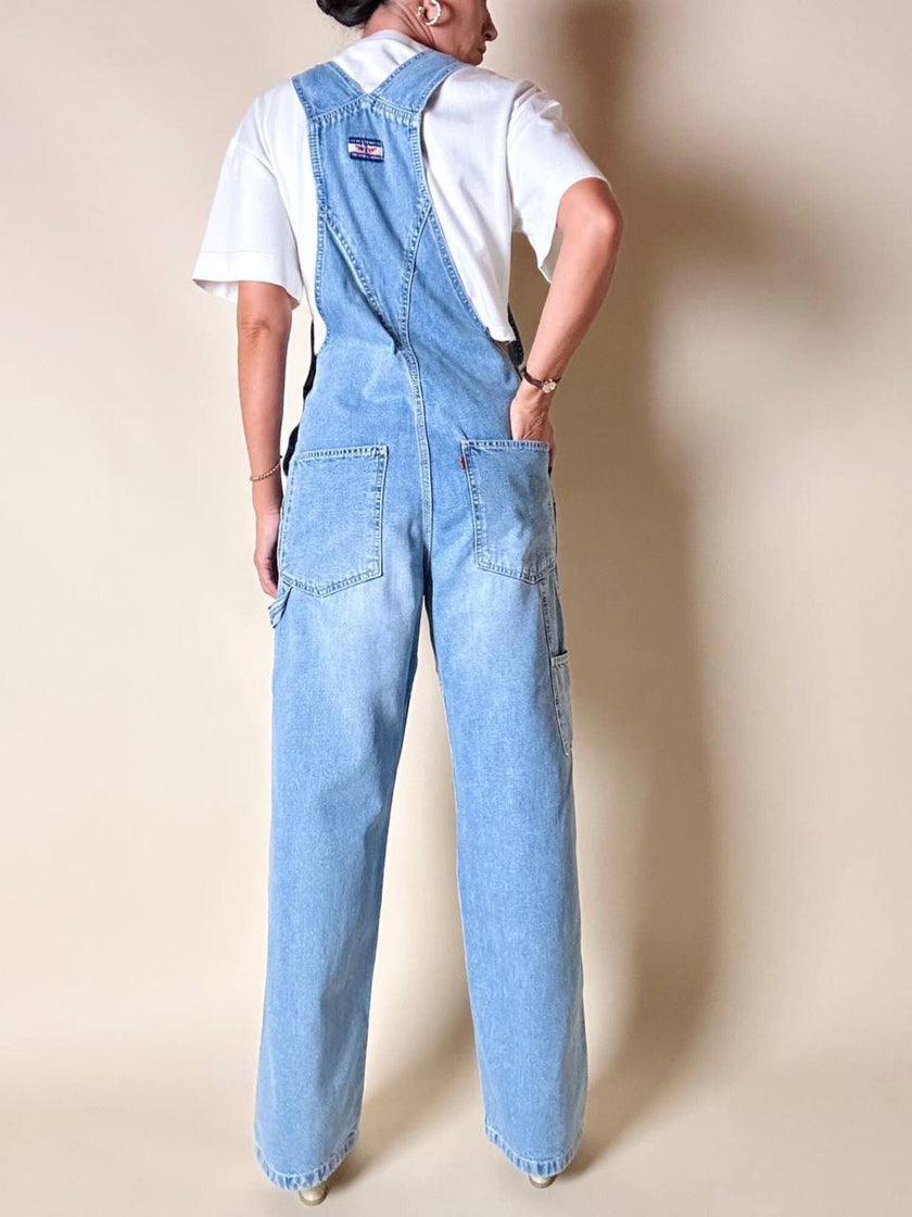 Salopette vintage Levi Strauss orange tab in denim chiaro slavato
