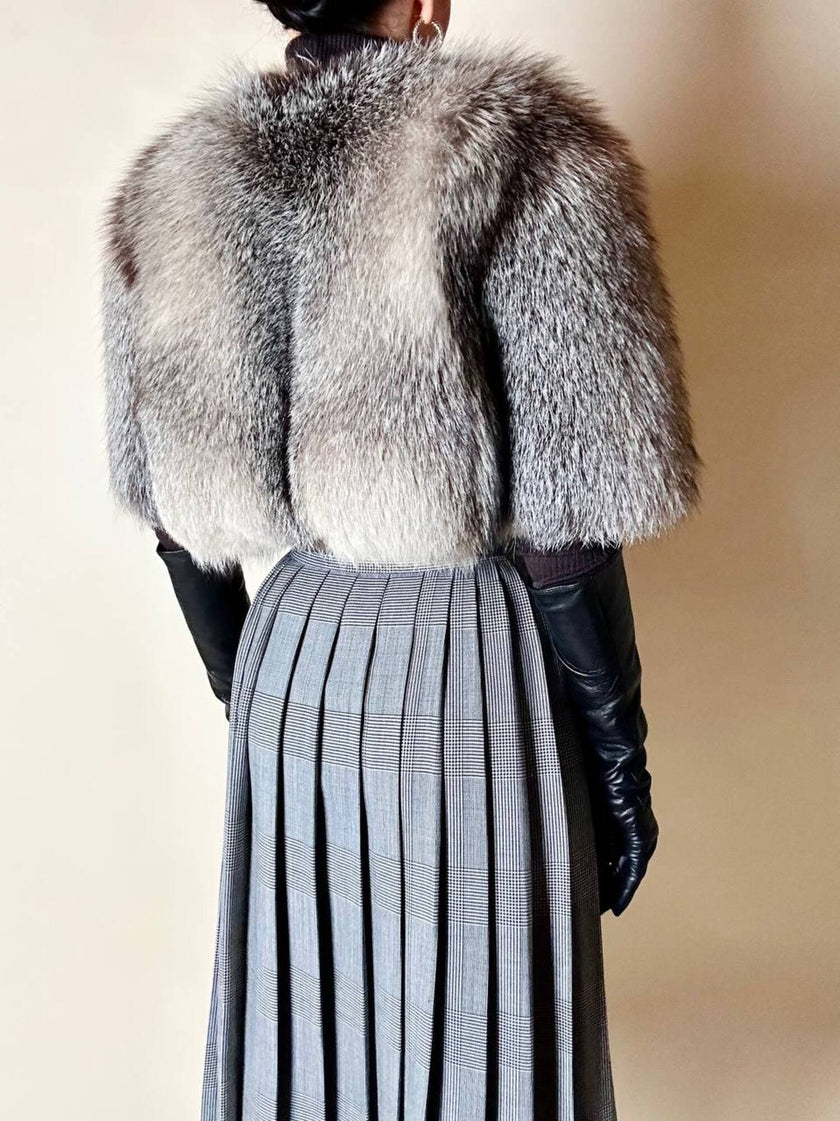 Bolero MSGM in pelliccia di volpe argentata