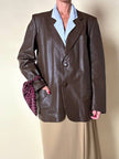Blazer oversize in pelle color cioccolato