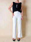 Canottiera in cotone nero con maxi logo ricamato “Yves Saint Laurent”
