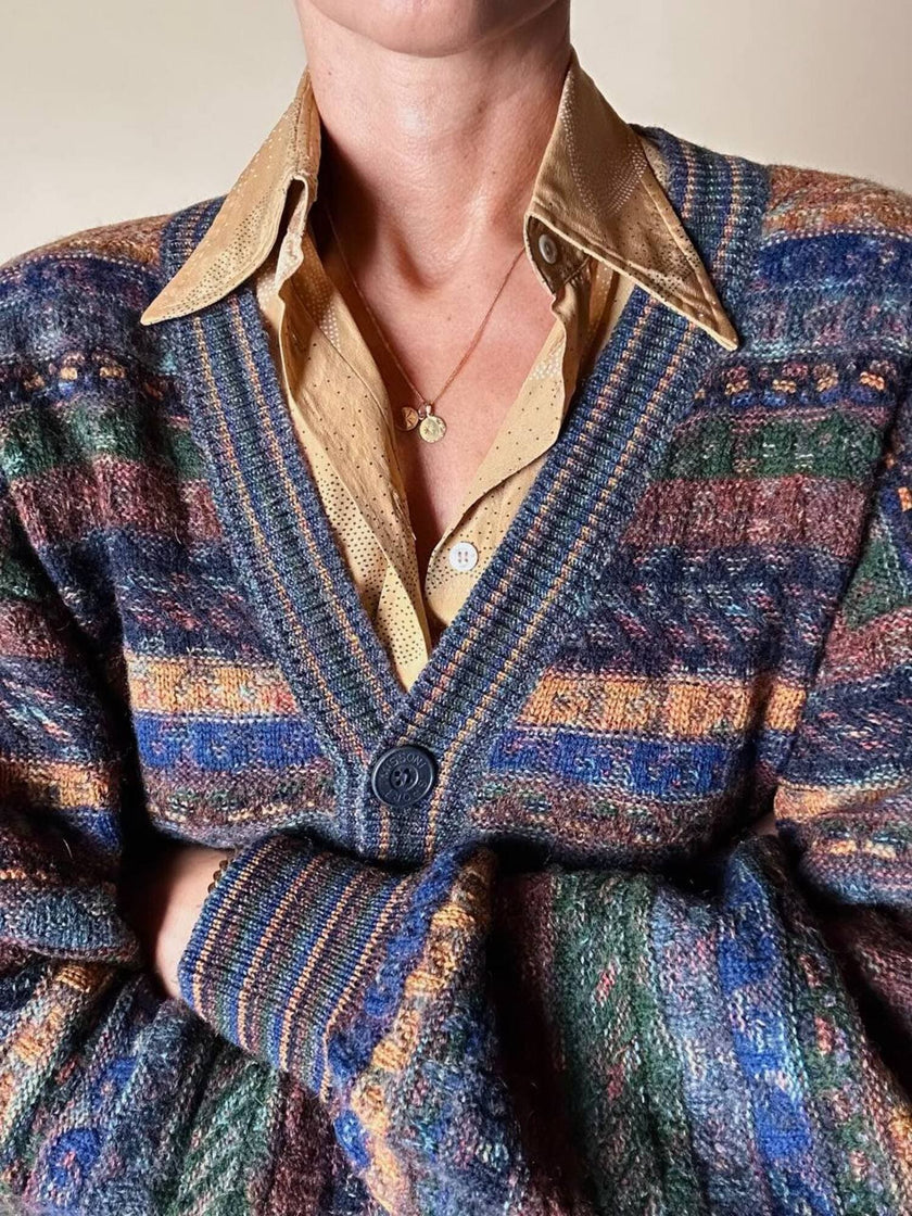 Cardigan Missoni Sport in lana operata a righe orizzontali