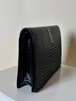 Borsa vintage Fendi in pelle verniciata nera con cuciture concentriche