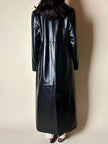 Maxi cappotto vintage in pelle nera semi lucida Vera Pelle