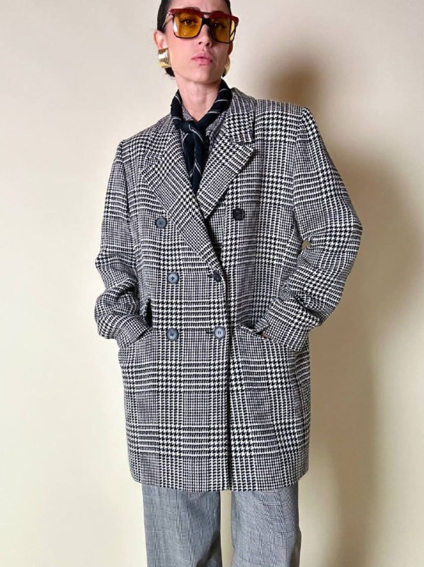 Blazer doppiopetto in lana principe di Galles “Yves Saint Laurent”