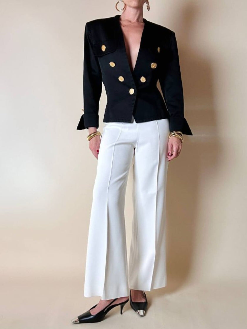 Blazer nero con bottoni gioiello dorati “Yves Saint Laurent”