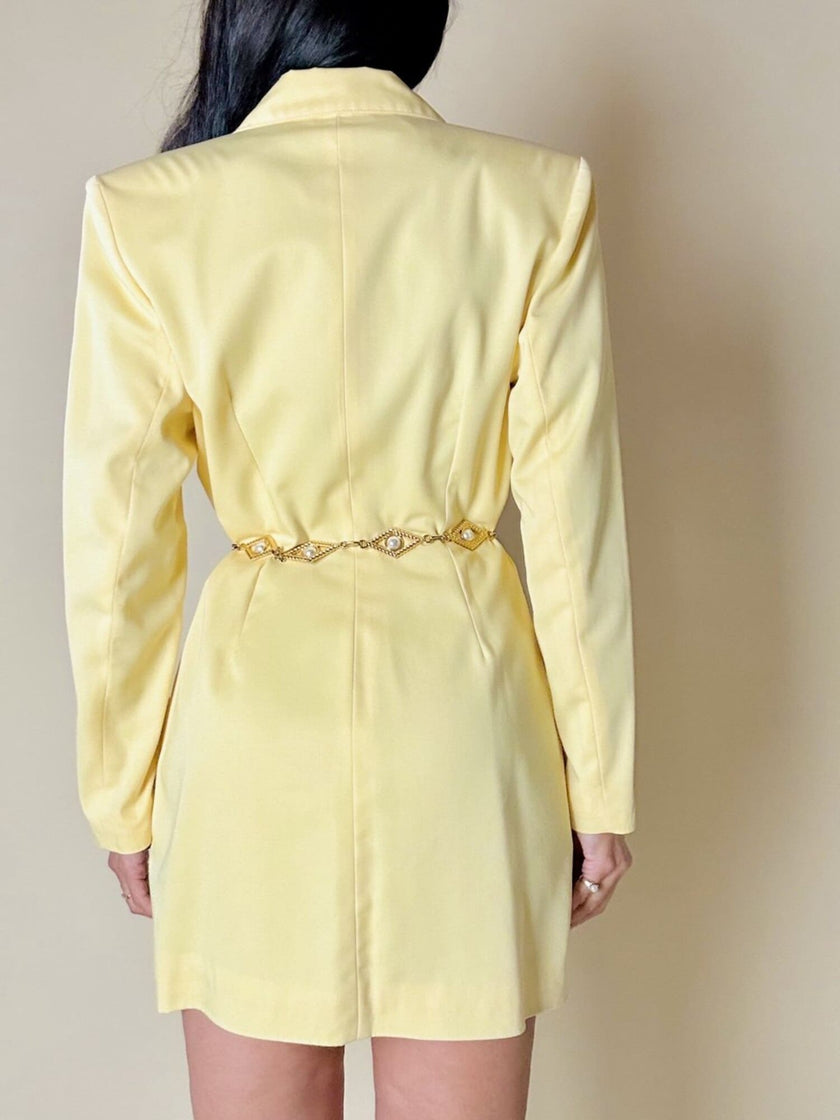 Blazer dress in rasato di lana giallo pastello