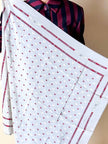 Foulard in seta grigio perla fantasia bianca e rossa