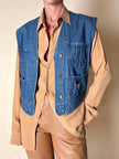 Gilet Valentino Jeans in denim blu slavato con bottoni a chiodo