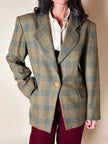 Blazer Yves Saint Laurent de lana con estampado de Príncipe de Gales verde y ocre