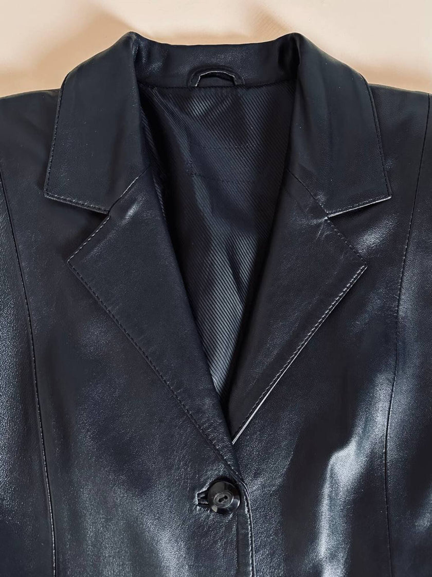 Cappotto lungo in pelle nera