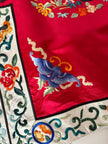 Giacca kimono vintage cinese in raso di seta rossa ricamata a mano