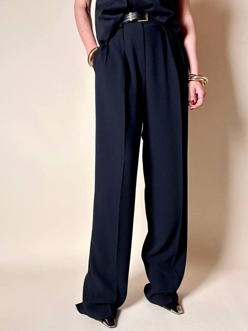 Pantalone nero con pince e piega “Yves Saint Laurent”