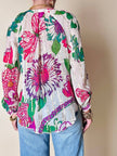 Blusa in seta bianca Jacquard fantasia floreale multicolor “Hale Bob”