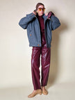 Bomber Yves Saint Laurent in lana grigio mélange con bottoni color cuoio