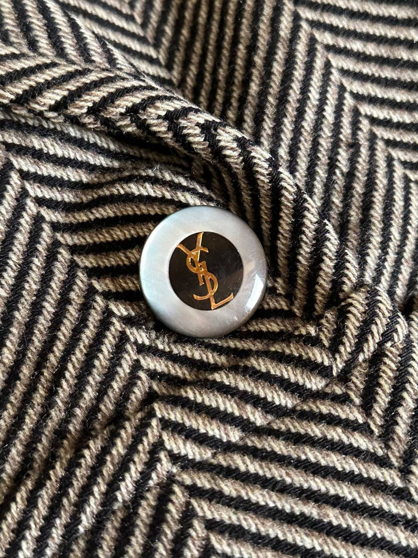 Cappotto sartoriale in lana spinata con bottoni Yves Saint Laurent