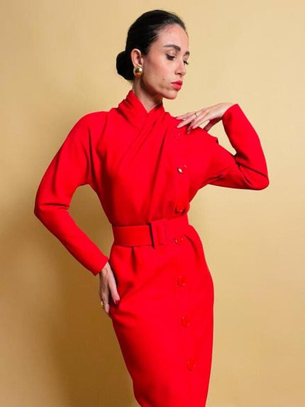 Abito rosso con cintura in coordinato Gianfranco Ferré