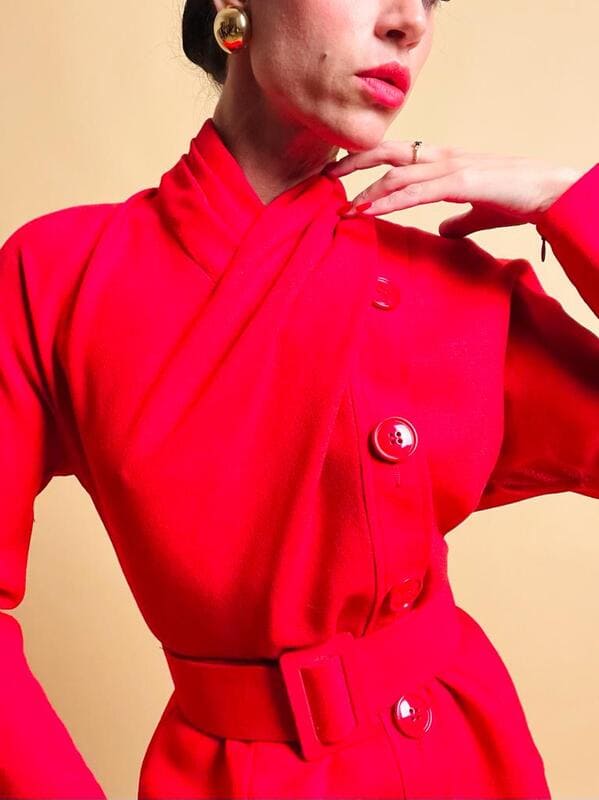Abito rosso con cintura in coordinato Gianfranco Ferré