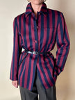 Blazer a righe verticali bordeaux e blu notte con bottoni in metallo laccato Daniel Hechter