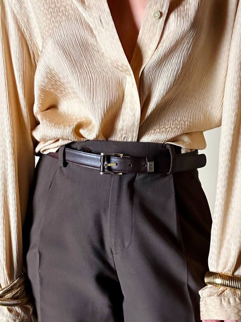 Vintage-Gürtel von Yves Saint Laurent aus dunkelbraunem Leder