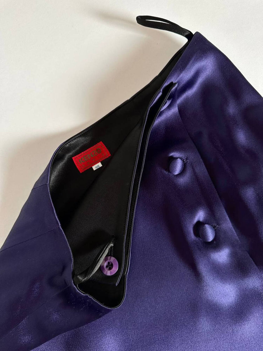 Gonna vintage Kenzo Paris modello a portafoglio in raso viola
