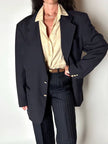 Blazer vintage Enrico Coveri You Young in rasato di lana blu notte con bottoni dorati
