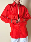 Camicia Yves Saint Laurent in pura seta rosso aragosta con pettorina