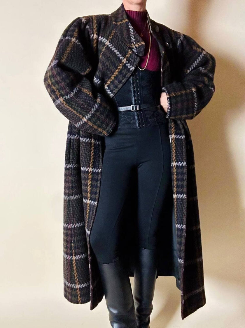 Cappotto lungo in pura lana vergine  fantasia tartan Fashion By Classic