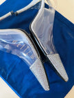 Slingback vintage a punta in plexi e strass argento Stuart Weitzman