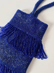 Borsetta gioiello vintage in perline di vetro bluette