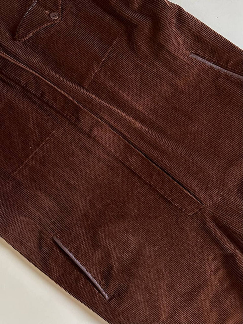 Combinaison vintage Complice en velours côtelé marron avec détails en cuir