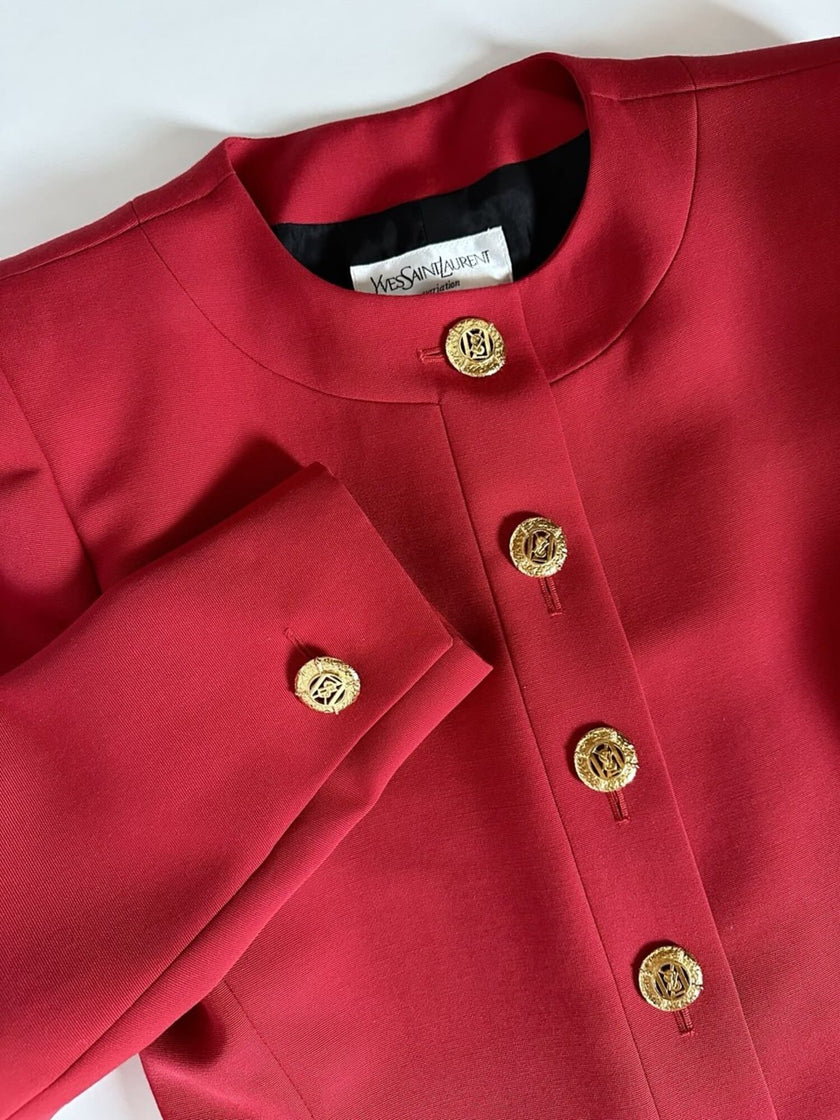 Blazer vintage Yves Saint Laurent Variation in rasato di lana rossa