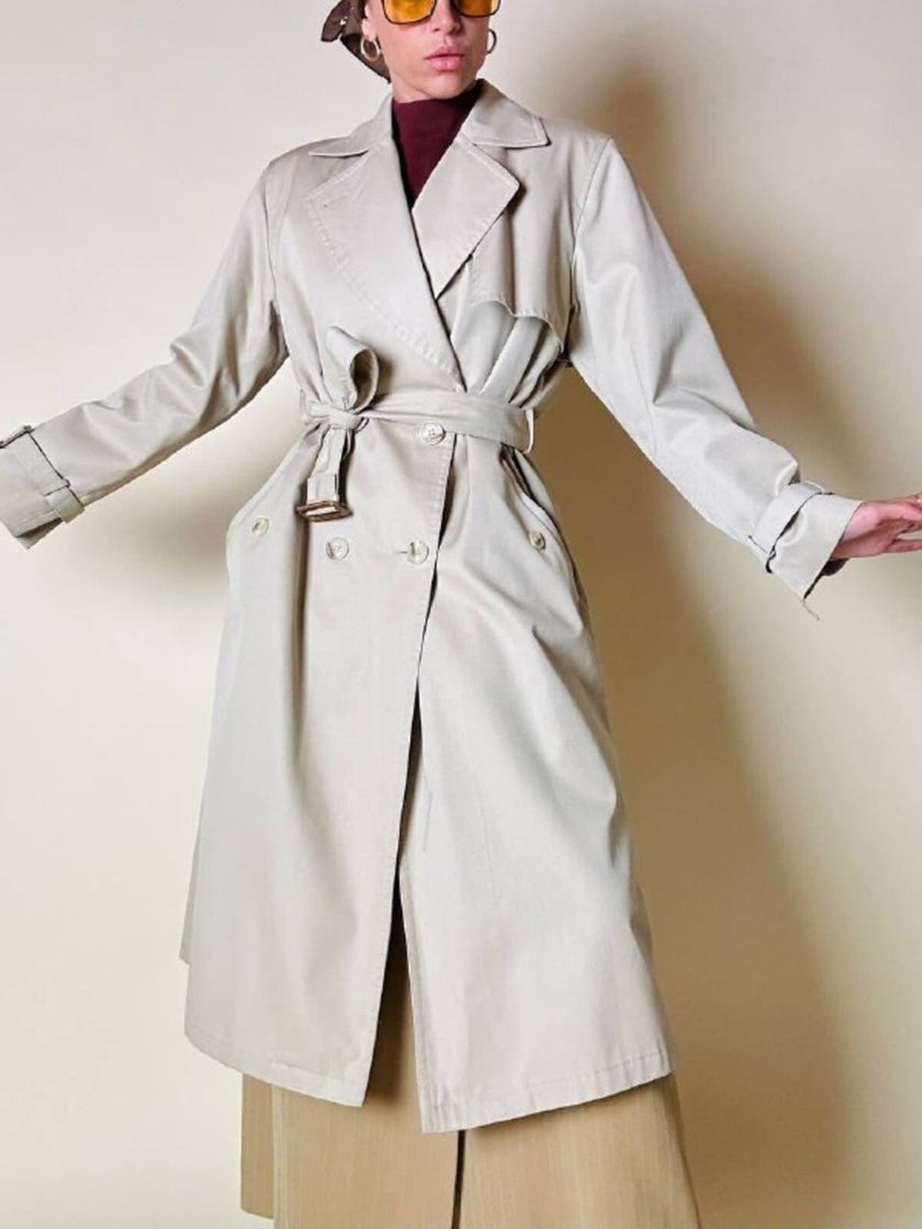 Trench in gabardine color corda con interno in lana rimovibile “Hazard”