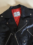 Giacca biker in pelle nera con fodera trapuntata rossa G.A.P. Gruppo Artigiano Pelle