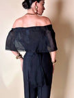 Top incrociato in organza nera con ricamo in perline “Per Te By Krizia”