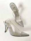 Slingback vintage a punta in plexi e strass argento Stuart Weitzman