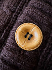 Gilet vintage in lana marrone lavorato a trecce con bottoni effetto cuoio