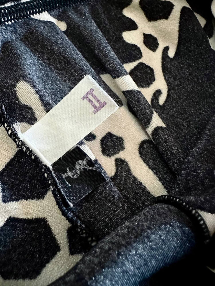 Leggings Yves Saint Laurent in ciniglia stretch fantasia astratta bianca e nera
