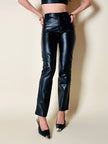 Pantalone in pelle nera cinque tasche