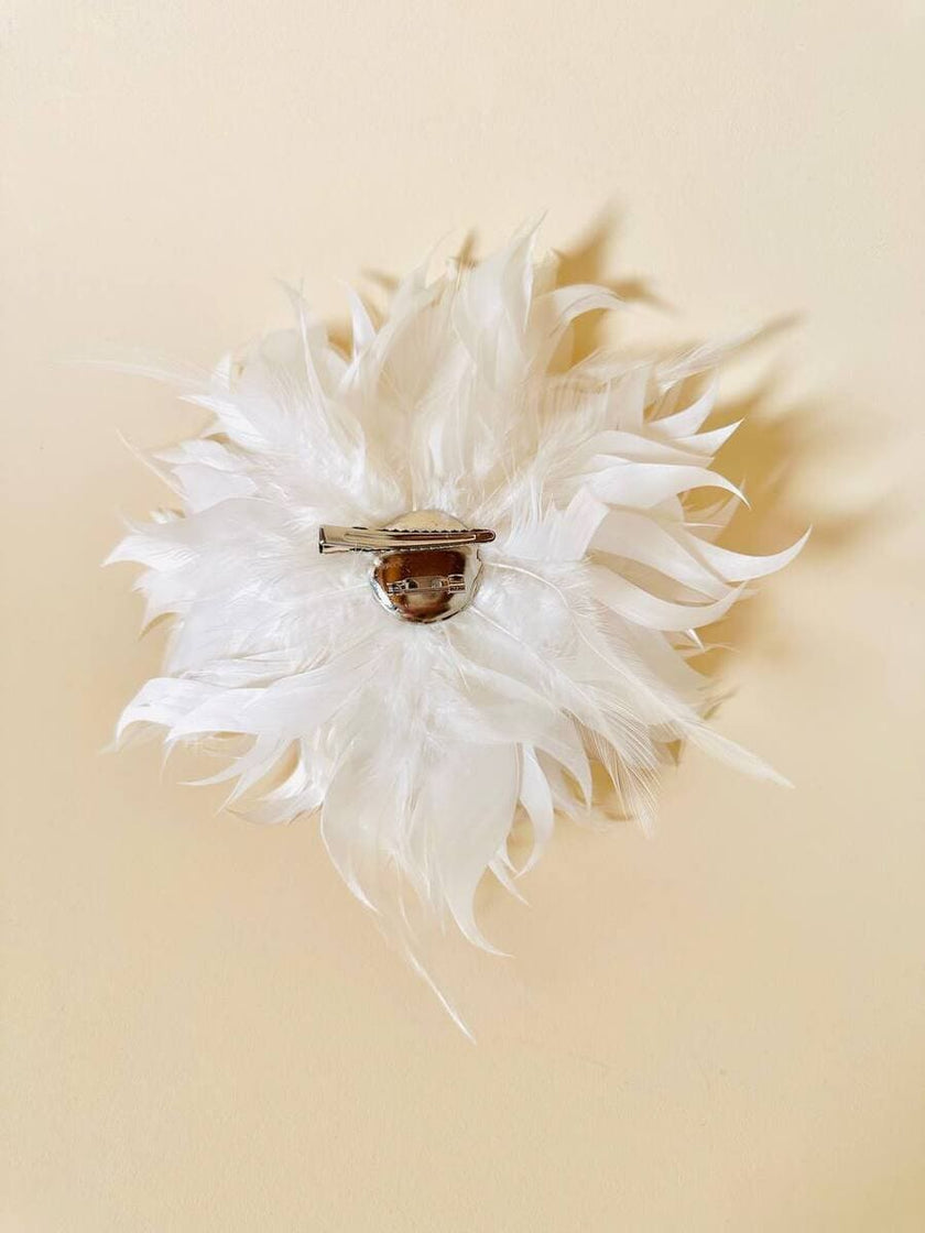 Broche/pince à plumes blanches