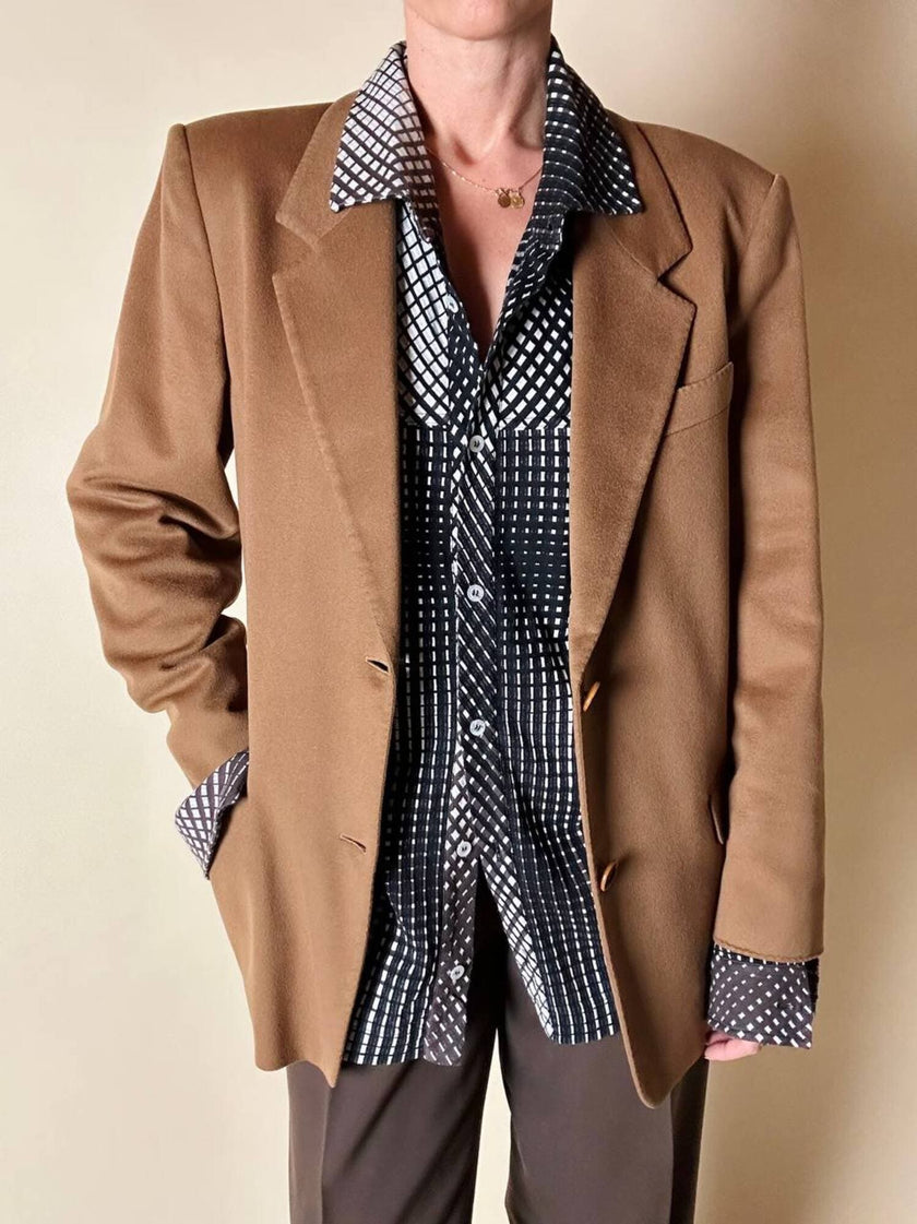 Vintage Max Mara blazer in pure dark camel cashmere
