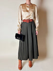Gonna pantalone plissé Max Mara in satin verde stagno