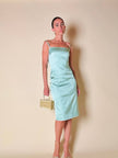 “D&G” aquamarine stretch satin sheath dress