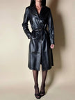 Cappotto/Robe Manteau vintage in pelle nera con spacco posteriore The Bomb