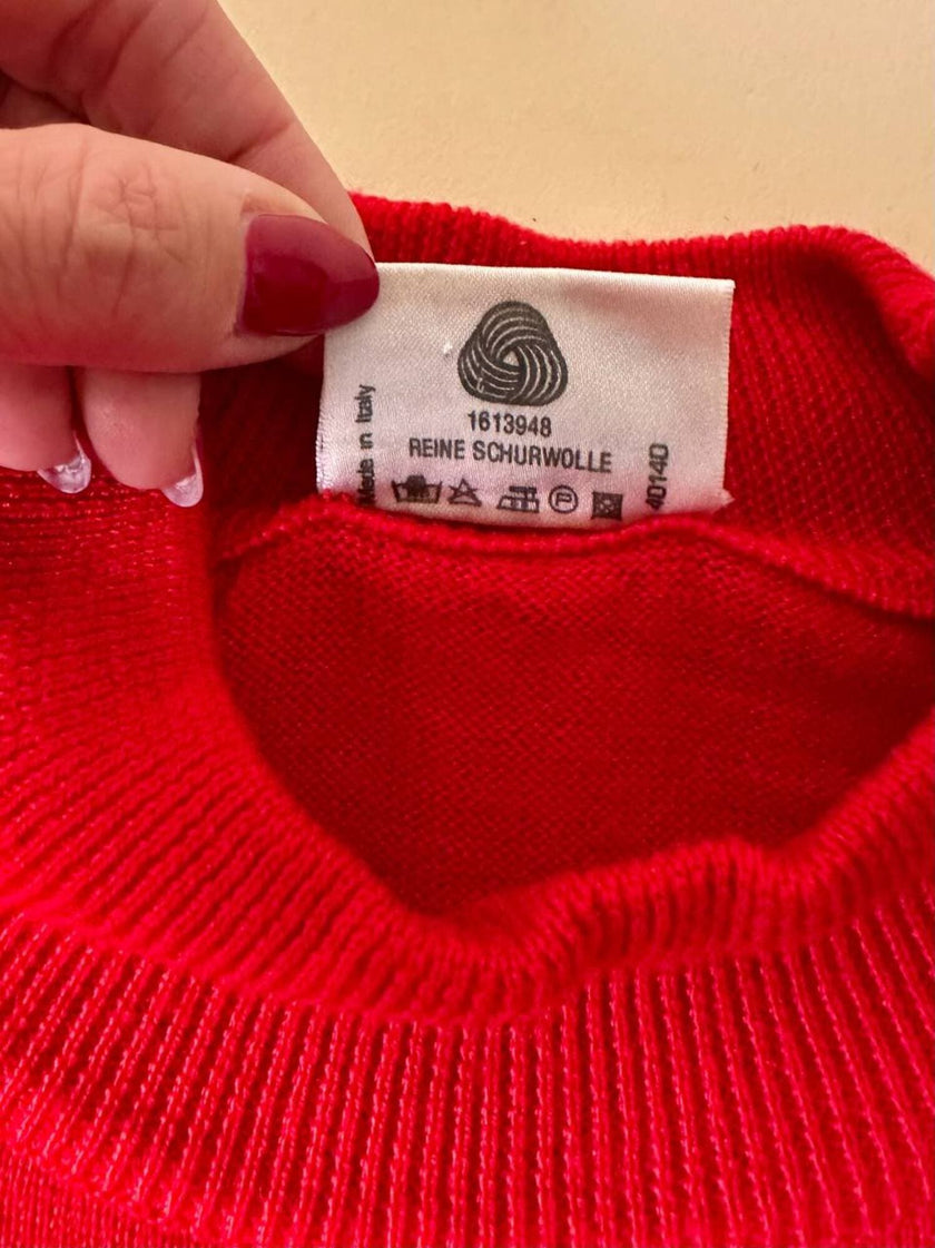 Lupetto in lana rossa con logo ricamato “Yves Saint Laurent”